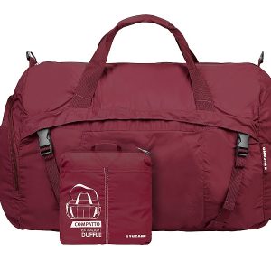 Duffle pieghevole compatta in nylon leggero bordeaux Tucano