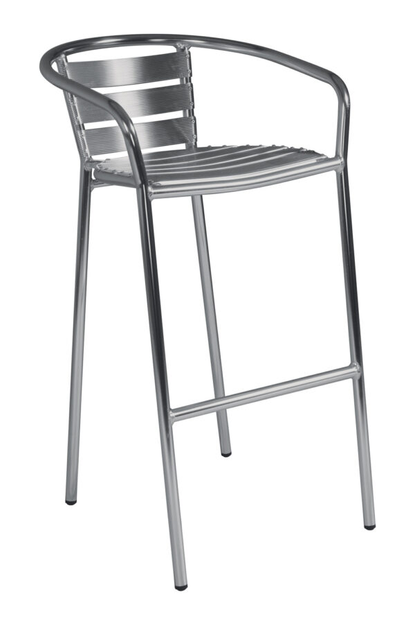 Sgabello - Alluminio - Spessore Del Tubo 1,8 Mm - Con Schienale - Impilabile