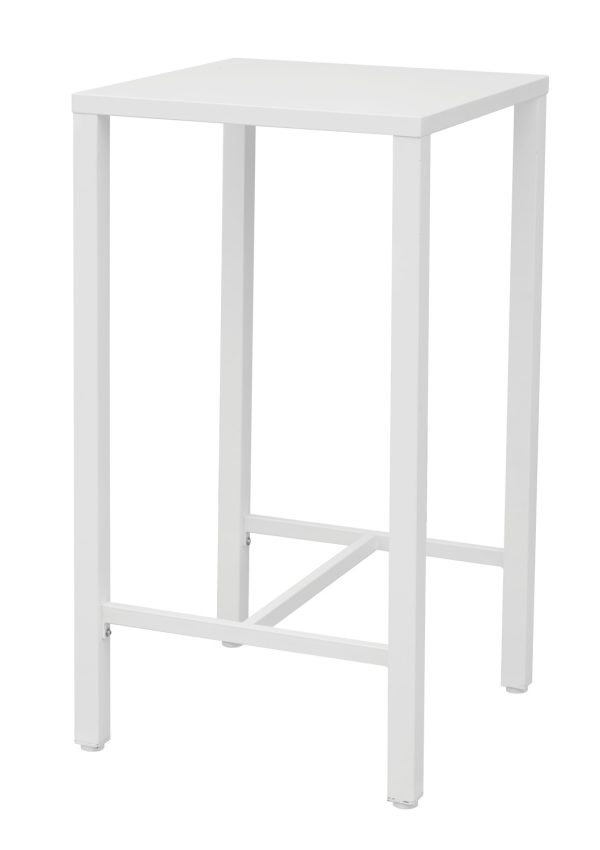 Tavolo Iseo  Alto Contract - Acciaio 60 X 60 Cm - Da Montare - Impilabile Con Gommini Distanziatori - Gambe 4,5 Cm X 4,5 Cm X 1,5 Mm Con Piedini Regolabili -