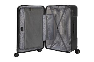 Trolley da viaggio a quattro ruote dal design industriale, chiusura TSA