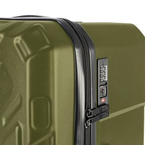 Trolley da viaggio a quattro ruote dal design industriale, chiusura TSA