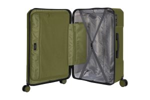 Trolley da viaggio a quattro ruote dal design industriale, chiusura TSA