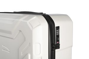 Trolley da viaggio a quattro ruote dal design industriale, chiusura TSA