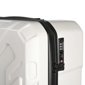 Trolley da viaggio a quattro ruote dal design industriale, chiusura TSA