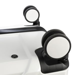 Trolley da viaggio a quattro ruote dal design industriale, chiusura TSA