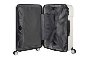 Trolley da viaggio a quattro ruote dal design industriale, chiusura TSA