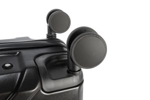 Trolley da viaggio a quattro ruote dal design industriale, chiusura TSA