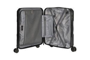 Trolley da viaggio a quattro ruote dal design industriale, chiusura TSA