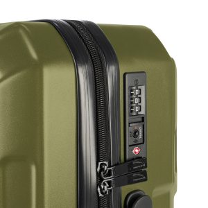 Trolley da viaggio a quattro ruote dal design industriale, chiusura TSA