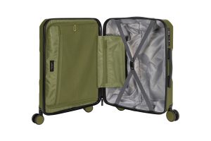 Trolley da viaggio a quattro ruote dal design industriale, chiusura TSA