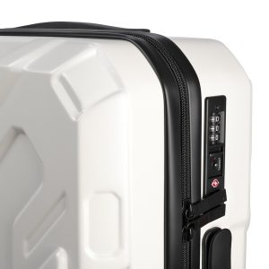 Trolley da viaggio a quattro ruote dal design industriale, chiusura TSA