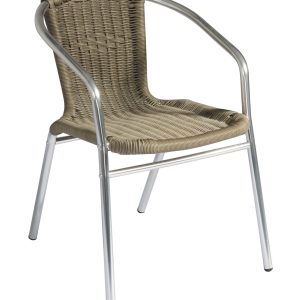 Sedia Contract - Alluminio Ø 25 Mm X 1,5 Mm - Filo Plastificato - Interno Acciaio - Tabacco