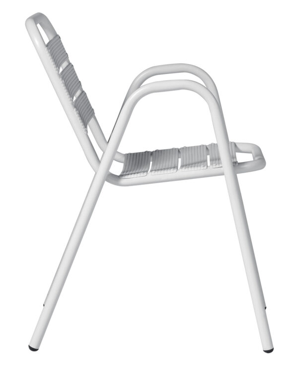 Sedia Calipso Contract - Alluminio Con Braccioli - Impilabile - Tubo Ø 25 Mm X 1,8 Mm - Colore Bianco