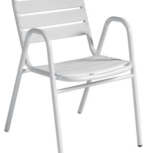 Sedia Calipso Contract - Alluminio Con Braccioli - Impilabile - Tubo Ø 25 Mm X 1,8 Mm - Colore Bianco