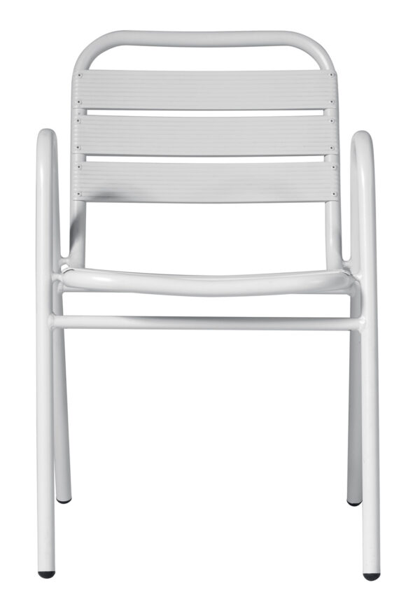 Sedia Calipso Contract - Alluminio Con Braccioli - Impilabile - Tubo Ø 25 Mm X 1,8 Mm - Colore Bianco