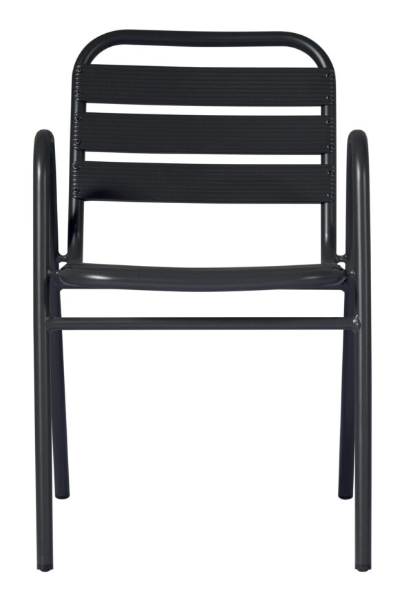 Sedia Calipso Contract - Alluminio Con Braccioli - Impilabile - Tubo Ø 25 Mm X 1,8 Mm - Colore Grigio Antracite