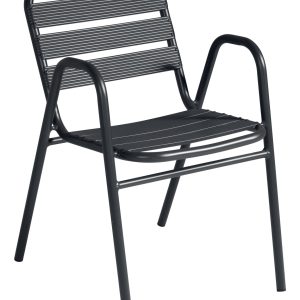 Sedia Calipso Contract - Alluminio Con Braccioli - Impilabile - Tubo Ø 25 Mm X 1,8 Mm - Colore Grigio Antracite