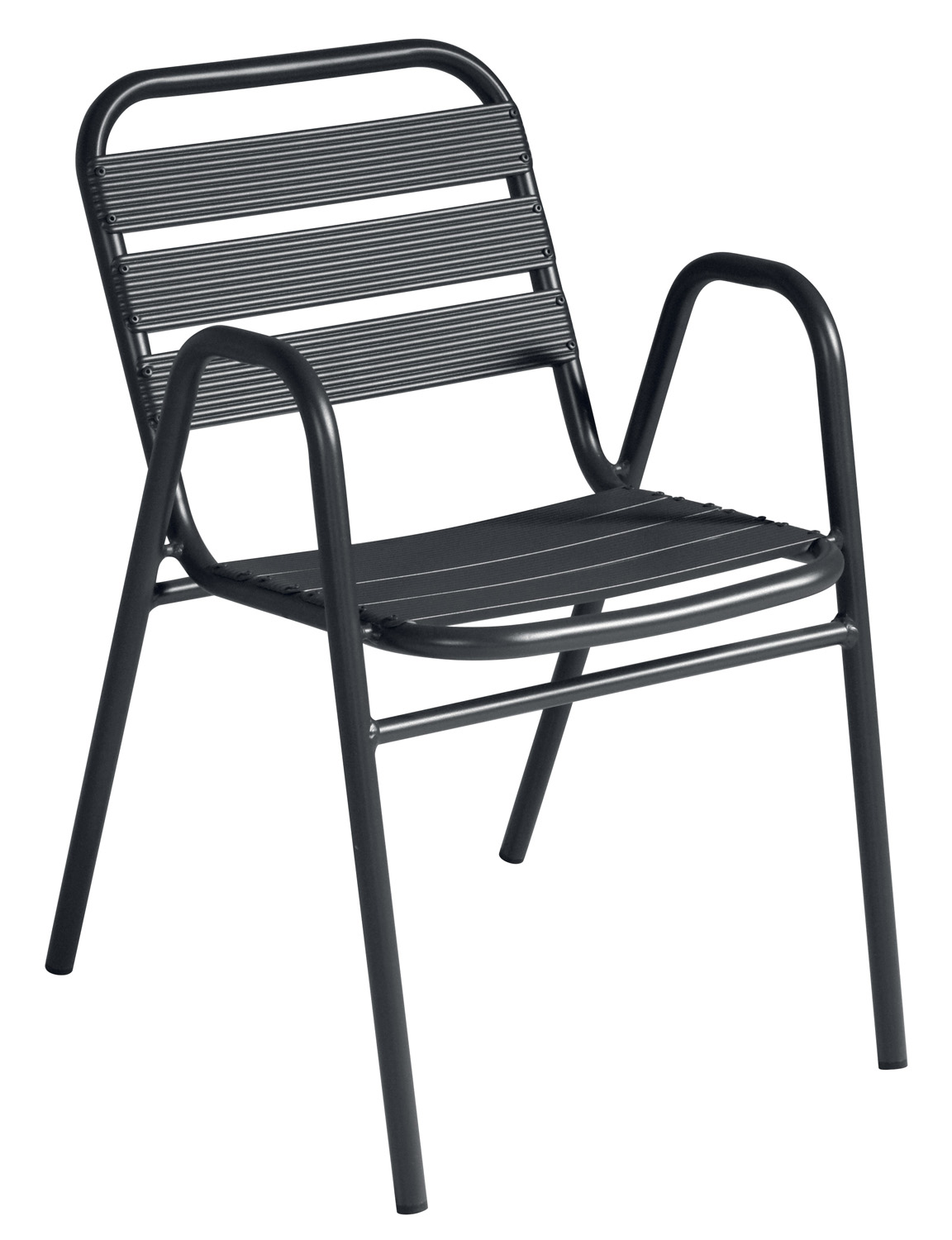 Sedia Calipso Contract - Alluminio Con Braccioli - Impilabile - Tubo Ø 25 Mm X 1,8 Mm - Colore Grigio Antracite - immagine 3