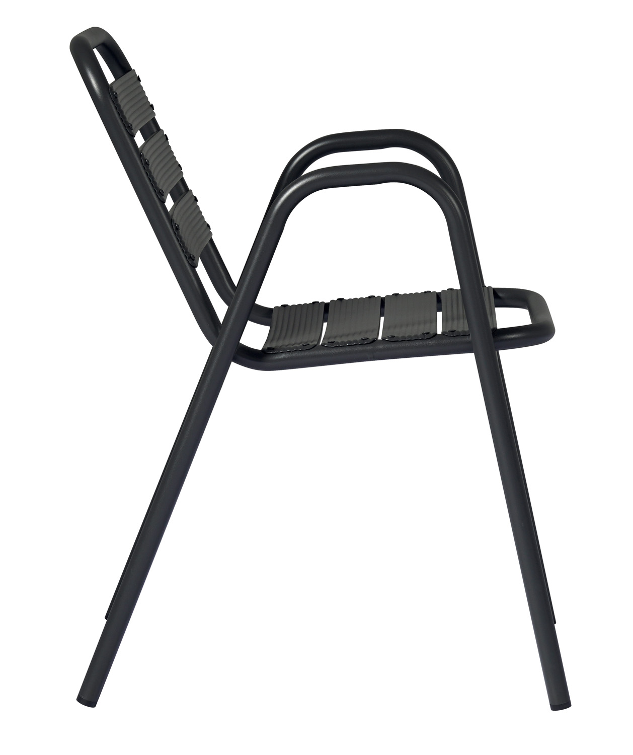 Sedia Calipso Contract - Alluminio Con Braccioli - Impilabile - Tubo Ø 25 Mm X 1,8 Mm - Colore Grigio Antracite