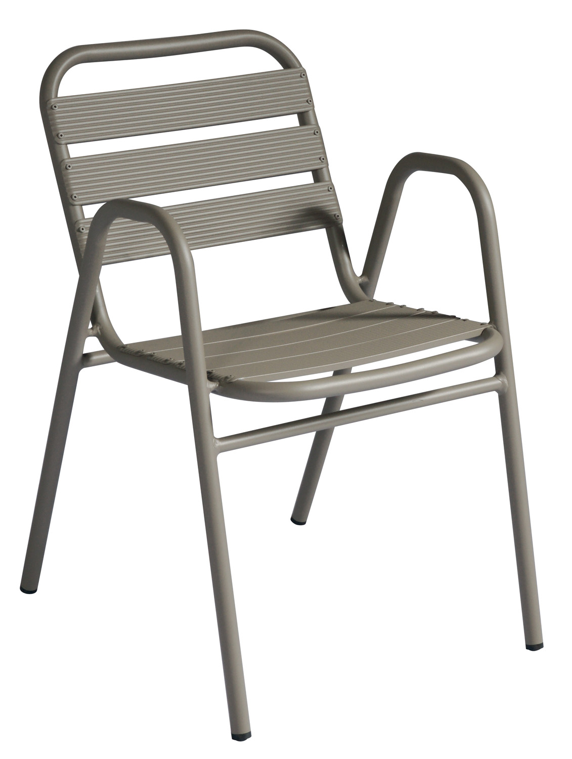 Sedia Calipso Contract - Alluminio Con Braccioli - Impilabile - Tubo Ø 25 Mm X 1,8 Mm - Colore Tortora