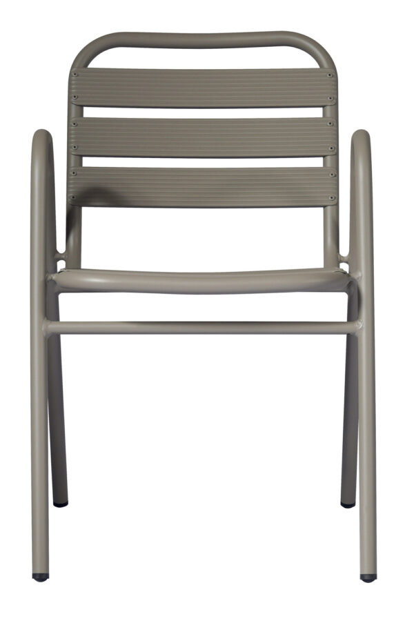 Sedia Calipso Contract - Alluminio Con Braccioli - Impilabile - Tubo Ø 25 Mm X 1,8 Mm - Colore Tortora