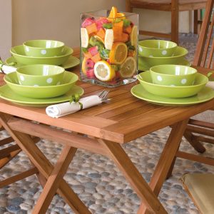 Sedia Salina in teak pieghevole con tavolo vulcano Greenwood