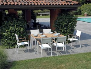 Sedia Tenerife In alluminio e textilene impilabile Greenwood