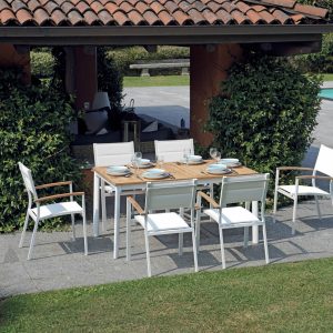 Sedia Tenerife In alluminio e textilene impilabile Greenwood