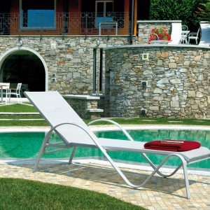 Lettino Onda Arrecife Alu Bianco E Textilene Avorio 1 Pz