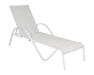 Lettino Onda Arrecife Alu Bianco E Textilene Avorio 1 Pz