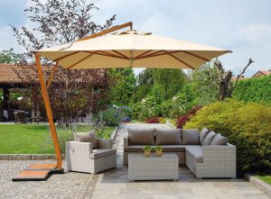 Ombrellone  3,5X3,5 fusto alluminio effetto legno Greenwood