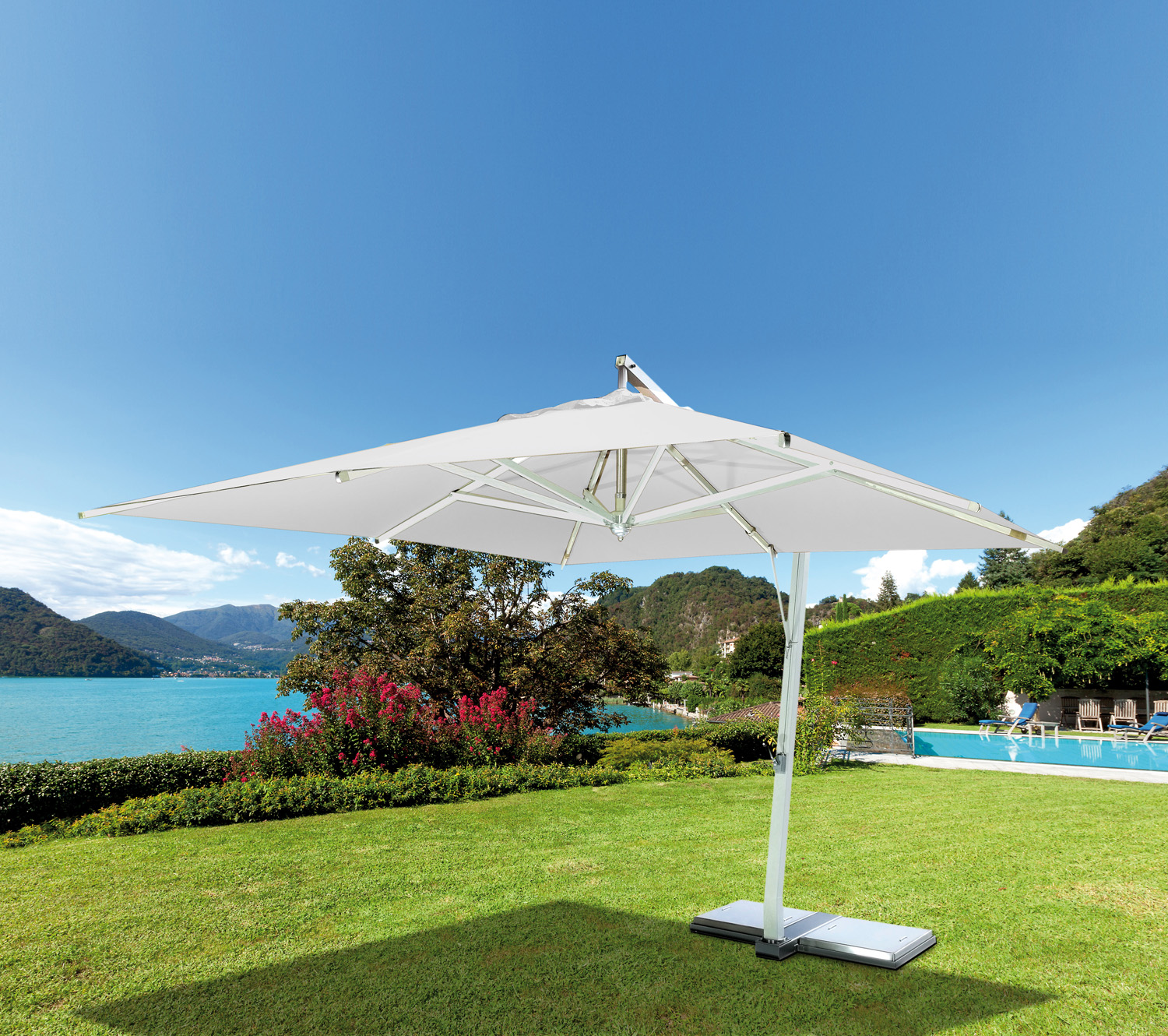 Ombrellone 3,5X3,5 fusto alluminio effetto legno Greenwood - immagine 3