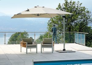 Ombrellone California 3X3 bianco Telo Spuncrylic  Grigio Greenwood