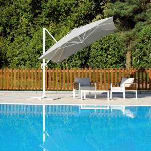 Ombrellone California 3X3 bianco Telo Spuncrylic  Grigio Greenwood