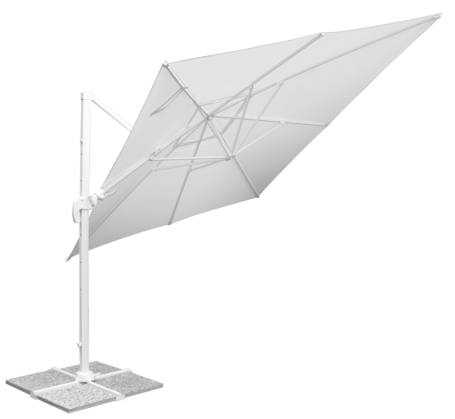 Ombrellone California 3X3 palo basculante bianco con maniglia Greenwood - immagine 2