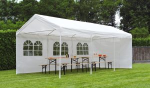 Gazebo 3X6 bianco car parking con struttura in ferro Greenwood