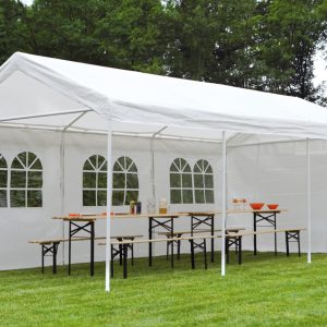 Gazebo 3X6 bianco car parking con struttura in ferro Greenwood