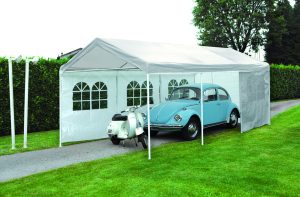 Gazebo 3X6 bianco car parking con struttura in ferro Greenwood