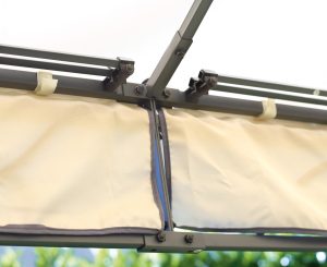 Gazebo Oregon in ferro 3X3 poli sabbia con tende laterali antizanzare Greenwood