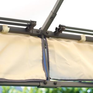 Gazebo Oregon in ferro 3X3 poli sabbia con tende laterali antizanzare Greenwood