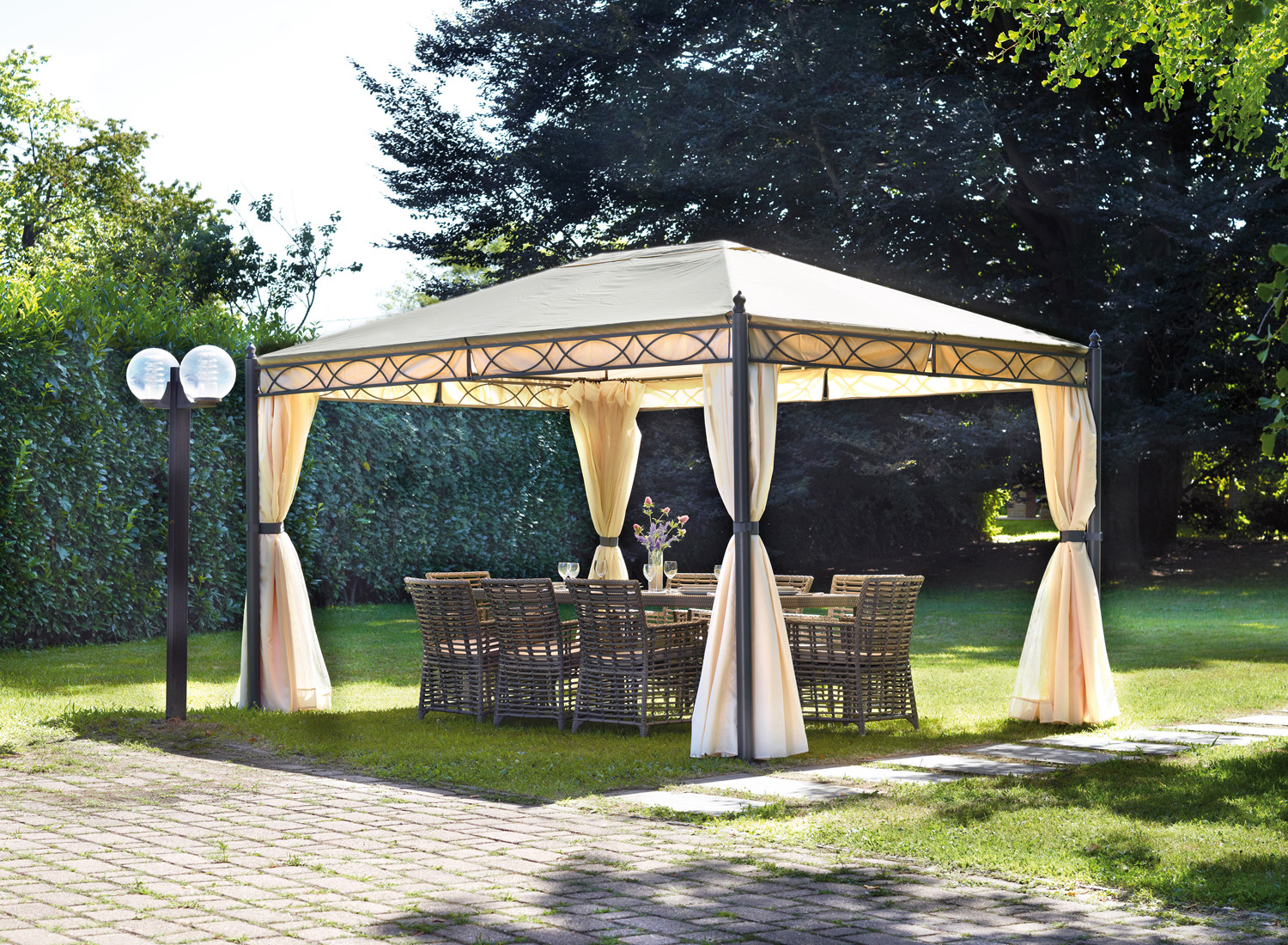 Gazebo oregon in ferro 3X4 con tende laterali Greenwod - immagine 2