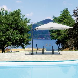 Ombrellone  Roma  Maniglione Palo Lat. Antracite Con Mezza Base - Made In Italy 2 Pz