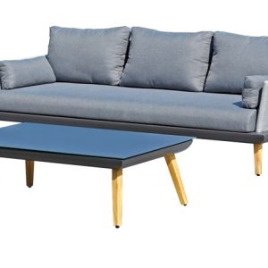 Set Houston In Alu E Textilene - Cuscini Grigi 2 Pz