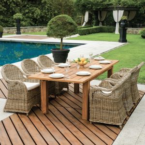 Poltrona Semarang con Tavolo Sumatra 180/250x100 Greenwood