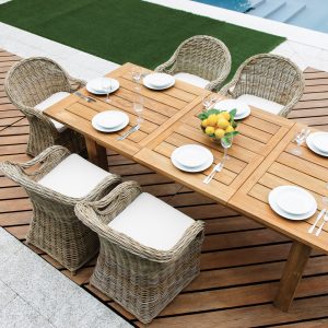 Poltrona Semarang con Tavolo Sumatra 180/250x100 Greenwood