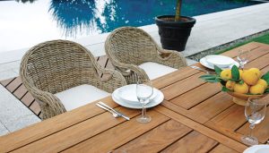 Poltrona Semarang con Tavolo Sumatra 180/250x100 Greenwood