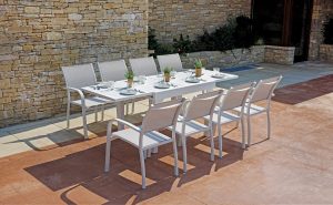 Tavolo Da Balcone Capannori - Allungabile 106/212 X 75 Cm - Alluminio  - Con Piano A Doghe In Alluminio