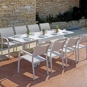 Tavolo Da Balcone Capannori - Allungabile 106/212 X 75 Cm - Alluminio  - Con Piano A Doghe In Alluminio