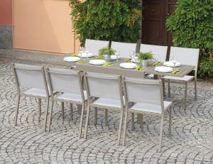 Tavolo Da Balcone Capannori - Allungabile 106/212 X 75 Cm - Alluminio  - Con Piano A Doghe In Alluminio