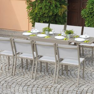 Tavolo Da Balcone Capannori - Allungabile 106/212 X 75 Cm - Alluminio  - Con Piano A Doghe In Alluminio